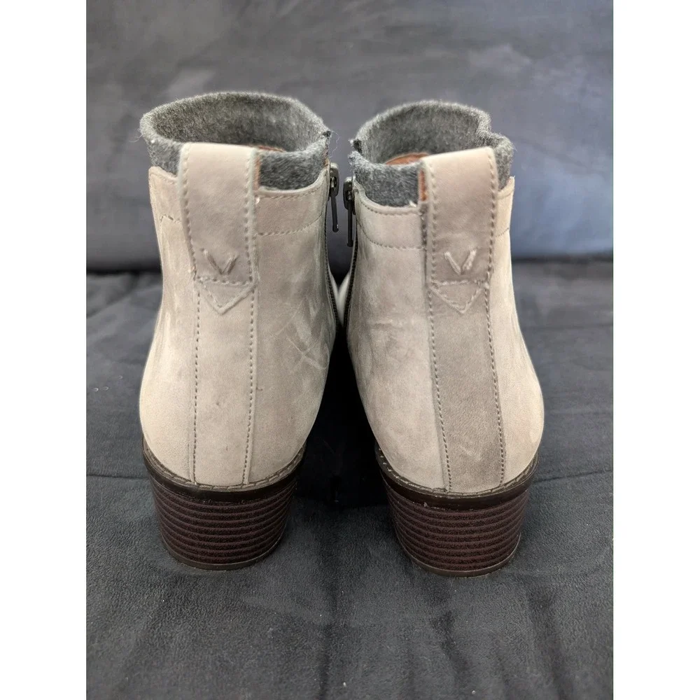 Vionic Women's 9 Joslyn Boot Ankle Booties Charcoal‎ Leather Zip Up Wool Trim